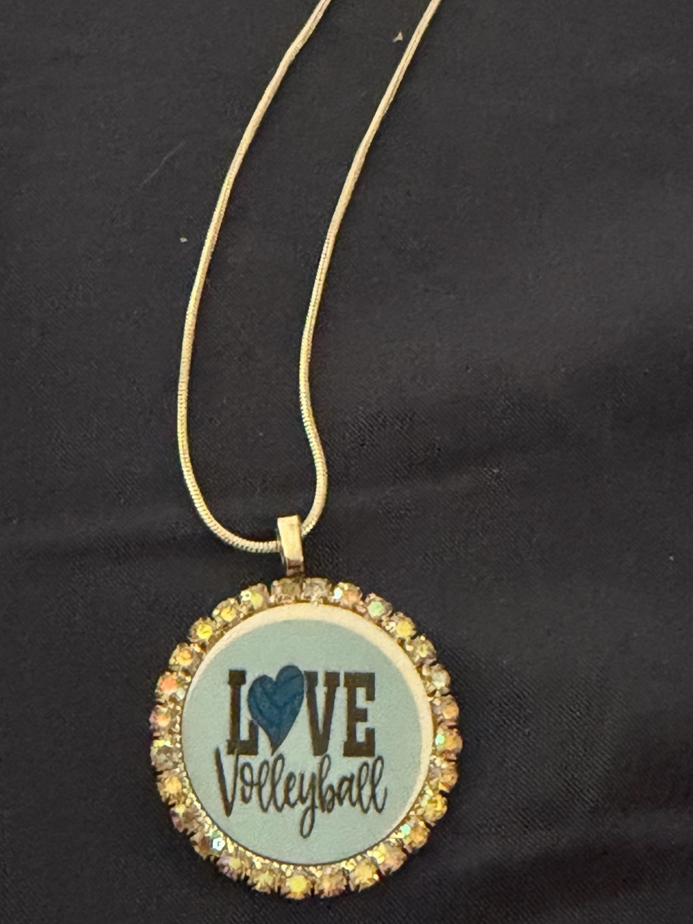 Love Volleyball Pendant Necklace - Blue Accent
